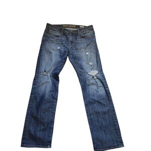 Mavi Zach Deep Blue Distressed Straight Leg Jeans - 33x32